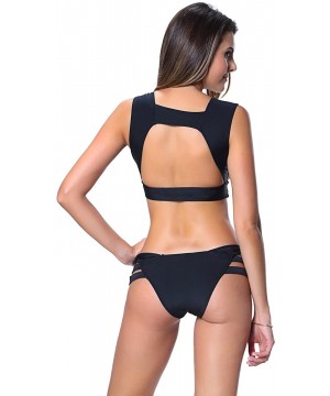 Bikini Bandage High Cut Bikinis Set Push Up Brazilian Bathing Swimsuit - Black - CT11WIWWWQZ $31.61-Sets