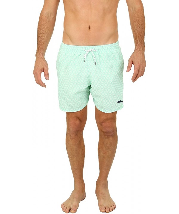 Men's Malibu Quick Dry Printed Short Swim Trunks - Green - C311VXWS1RZ $11.94-Trunks