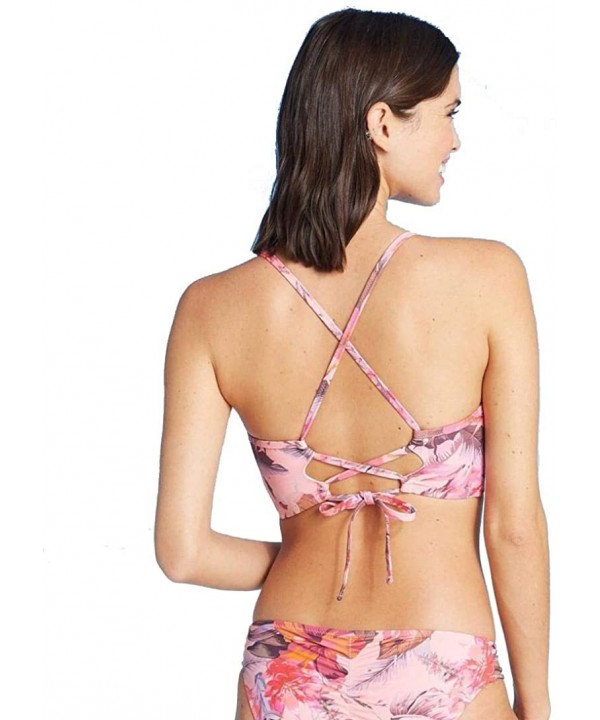 Women's Lightly Lined v-Wire Ribbed Bikini top - Blush Floral - CC19E78ZWLN $24.02-Tops