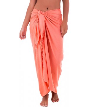 Womens Beach Cover Up Sarong Swimsuit Cover-Up Many Solids Colors - Coral - CM12N70C46R $21.88-Cover-Ups