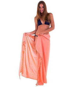 Womens Beach Cover Up Sarong Swimsuit Cover-Up Many Solids Colors - Coral - CM12N70C46R $21.88-Cover-Ups