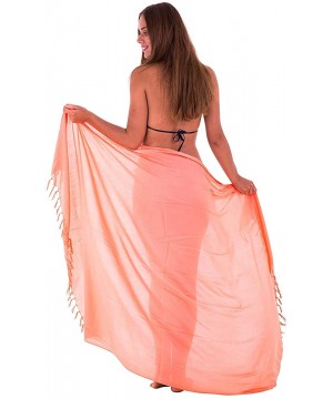 Womens Beach Cover Up Sarong Swimsuit Cover-Up Many Solids Colors - Coral - CM12N70C46R $21.88-Cover-Ups