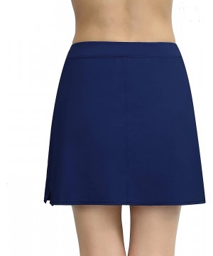 Women's Swim Skirt Bikini Tankini Bottom High Waisted Plus Size Solid Swimdress Skirt - Dark Blue+pockets - C3188QYTECL $17.1...