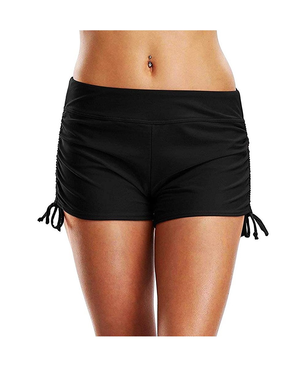 Swim Shorts for Women Women's Long Board Shorts Solid Jammer Swim Shorts Board Short Boyleg Swim Bottoms - Black3 - CG19D5XOS...