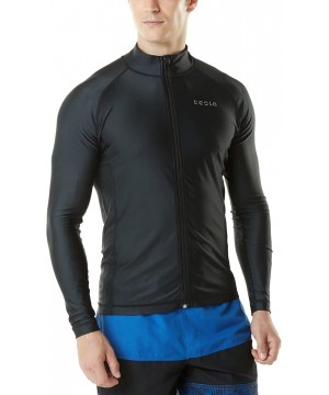 Men's Long Sleeve Zip Rash Guard- UPF50+ UV/Sun Protection Quick Dry Swim Shirts - Solid(msz03) - Black - C218M72Z0ES $18.80-...