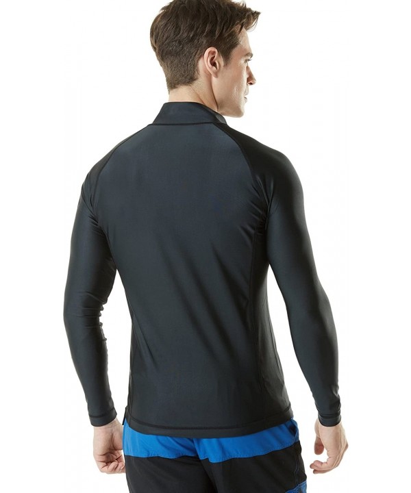 Men's Long Sleeve Zip Rash Guard- UPF50+ UV/Sun Protection Quick Dry Swim Shirts - Solid(msz03) - Black - C218M72Z0ES $18.80-...