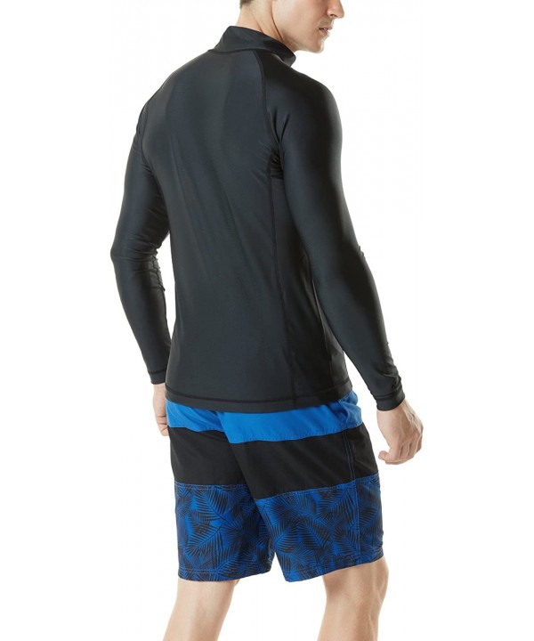 Men's Long Sleeve Zip Rash Guard- UPF50+ UV/Sun Protection Quick Dry Swim Shirts - Solid(msz03) - Black - C218M72Z0ES $18.80-...