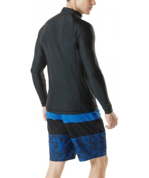 Men's Long Sleeve Zip Rash Guard- UPF50+ UV/Sun Protection Quick Dry Swim Shirts - Solid(msz03) - Black - C218M72Z0ES $18.80-...