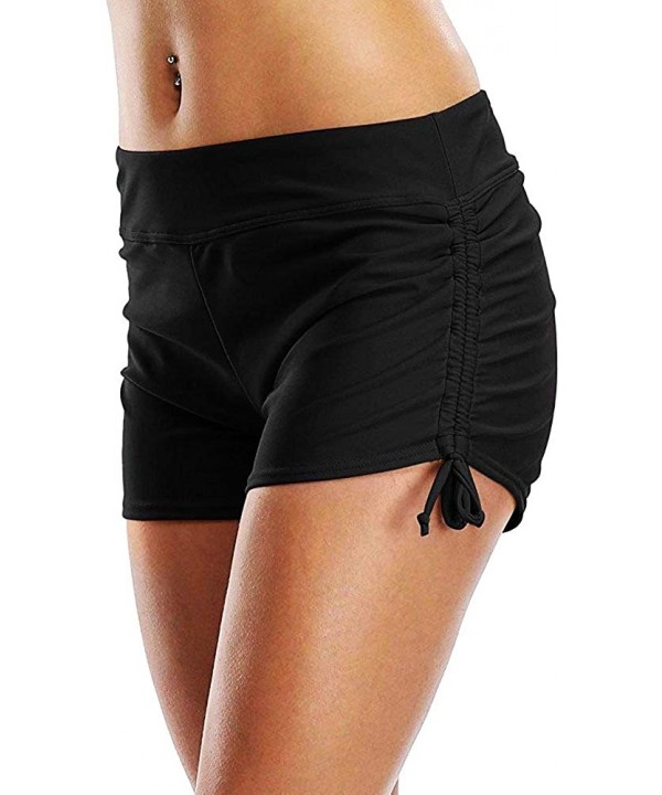 Swim Shorts for Women Women's Long Board Shorts Solid Jammer Swim Shorts Board Short Boyleg Swim Bottoms - Black3 - CG19D5XOS...