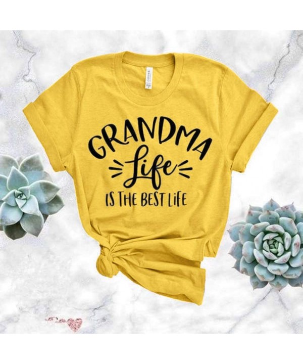 at Least My Cat Loves Me Letter Printed Short Sleeve Shirts for Women Casual O Neck Summer Tops T Shirt Zc yellow - CF19729LY...