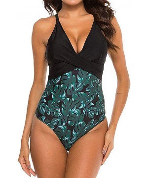 Women's Monokini Front Cross One Piece Swimsuits Slim fit Tummy Control Swimwear - Black - CT195K8CQIZ $17.62-Board Shorts