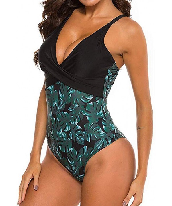 Women's Monokini Front Cross One Piece Swimsuits Slim fit Tummy Control Swimwear - Black - CT195K8CQIZ $17.62-Board Shorts