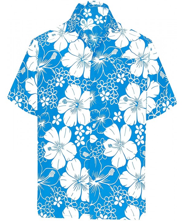 Men's Classic Cool Shirt Fashion Short Sleeve Hawaiian Shirt - Teal Blue_w302 - CF12DOS71C1 $9.68-Cover-Ups