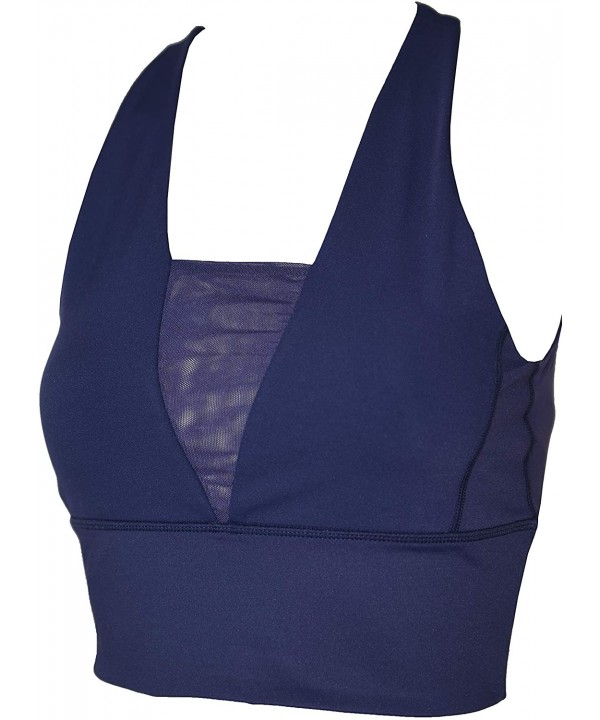 Women Plus Size UPF 50+ Crop Bra Top Swim Short Tank Rash Guard - Navy - CO18AQTGTSD $17.63-Rash Guards