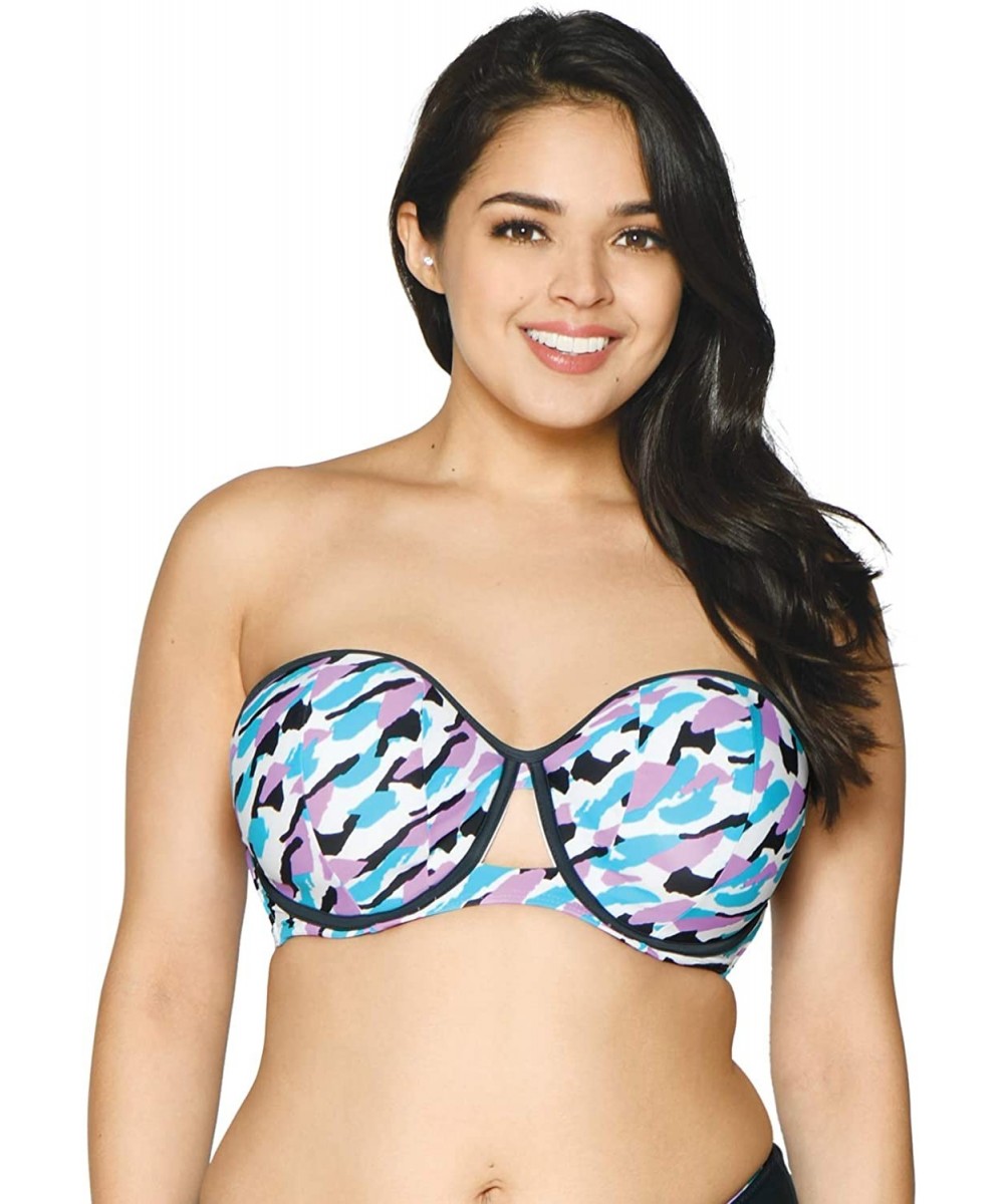 Women's Miami Heat Bandeau Bikini- Print Mix- 36G - CW18OHEO6SQ $30.02-Tops