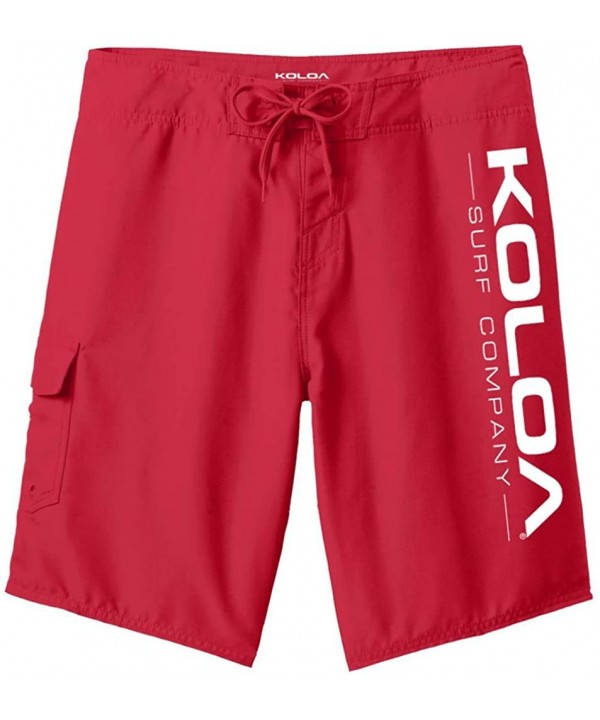 Logo Brand Boardshorts in Young Mens Waist Sizes 28-42 - Red - CT11WJKBGKT $28.66-Board Shorts