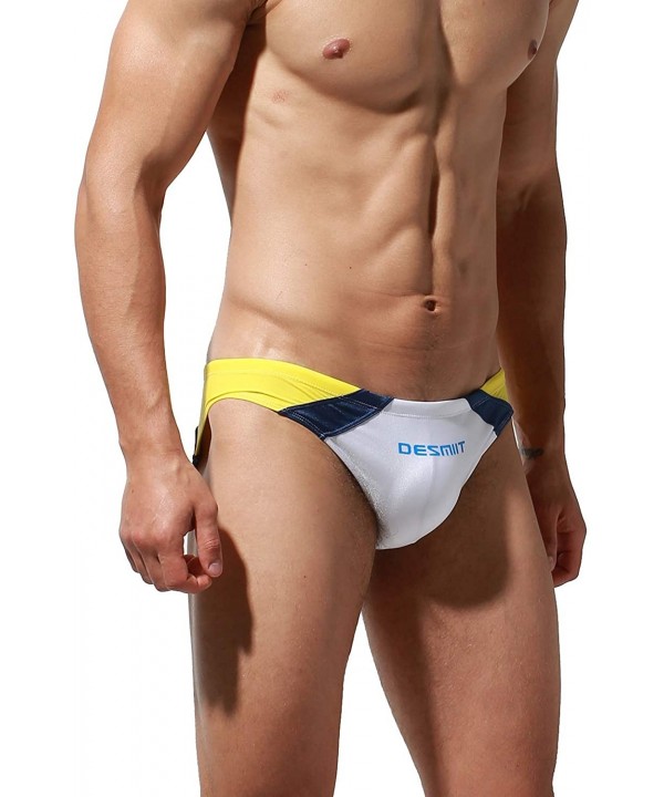 Men's Sunbath Swimwear Briefs - Yellow Joint White - CX18U9GWTIE $16.87-Briefs