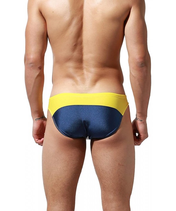 Men's Sunbath Swimwear Briefs - Yellow Joint White - CX18U9GWTIE $16.87-Briefs