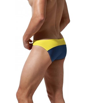 Men's Sunbath Swimwear Briefs - Yellow Joint White - CX18U9GWTIE $16.87-Briefs