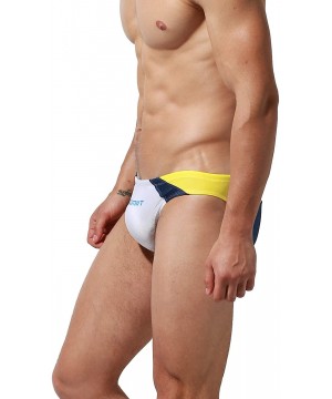 Men's Sunbath Swimwear Briefs - Yellow Joint White - CX18U9GWTIE $16.87-Briefs