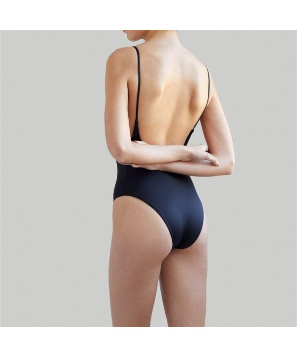 Women Bikini Solid Color Backless One Piece Sling Swimsuit Sexy Push Up Bathing Beachwear Swimwear - Black - CJ19684WES6 $15....