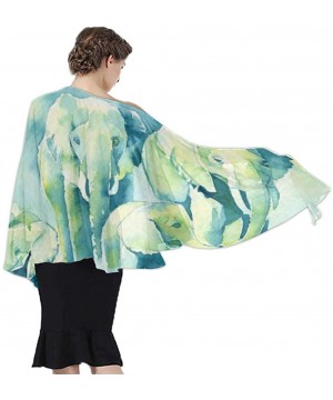 Women Chiffon Scarf Summer Beach Wrap Skirt Swimwear Bikini Cover-up - Watercolor African Elephant Family - CR190HISWCU $21.4...