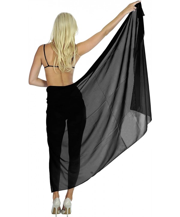 Women's Swimsuit Cover Up Beach Wrap Skirt Hawaii Sarongs Solid Plain A - Halloween Black_u386 - CB17YKLXYDI $26.18-Cover-Ups