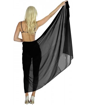 Women's Swimsuit Cover Up Beach Wrap Skirt Hawaii Sarongs Solid Plain A - Halloween Black_u386 - CB17YKLXYDI $26.18-Cover-Ups