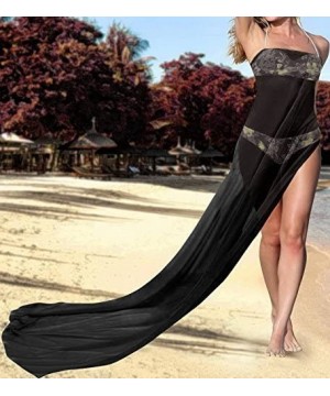 Women's Swimsuit Cover Up Beach Wrap Skirt Hawaii Sarongs Solid Plain A - Halloween Black_u386 - CB17YKLXYDI $26.18-Cover-Ups