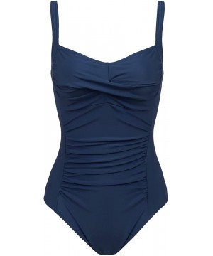 Womens One Piece Swimsuit Tummy Control Slimming Bathing Suit Ruched Front - Twist-navy Blue - CD18NR8MU8A $31.11-One-Pieces