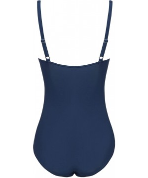 Womens One Piece Swimsuit Tummy Control Slimming Bathing Suit Ruched Front - Twist-navy Blue - CD18NR8MU8A $31.11-One-Pieces