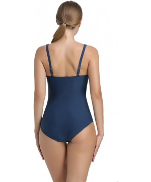 Womens One Piece Swimsuit Tummy Control Slimming Bathing Suit Ruched Front - Twist-navy Blue - CD18NR8MU8A $31.11-One-Pieces