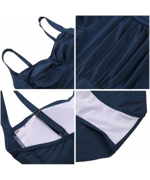 Womens One Piece Swimsuit Tummy Control Slimming Bathing Suit Ruched Front - Twist-navy Blue - CD18NR8MU8A $31.11-One-Pieces