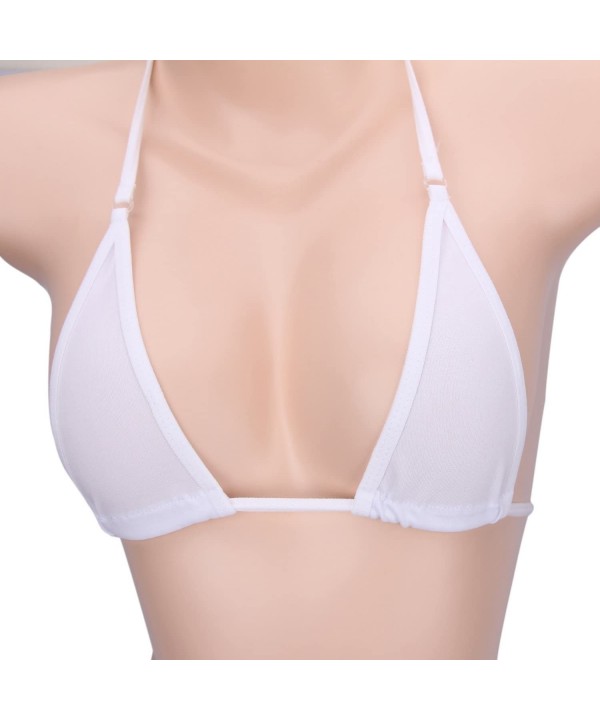 Women's Sheer Extreme Bikini Halterneck Top and Tie Sides Micro Thong Sets - White - CK18EO80LN6 $9.84-Cover-Ups