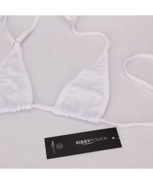 Women's Sheer Extreme Bikini Halterneck Top and Tie Sides Micro Thong Sets - White - CK18EO80LN6 $9.84-Cover-Ups