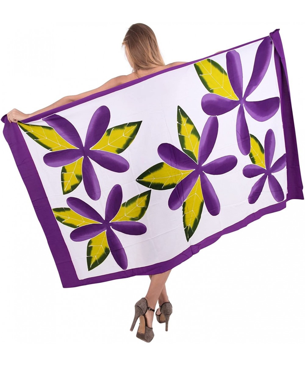 Womens Hawaii Sarongs for Women Plus Size Beach Wrap Skirt Hand Paint A - Autumn Purple_s935 - CM121U7V77D $18.22-Cover-Ups