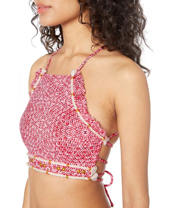 Women's Canister High Neck Bikini Top - Multi - C718HTRYCHI $41.34-Tops