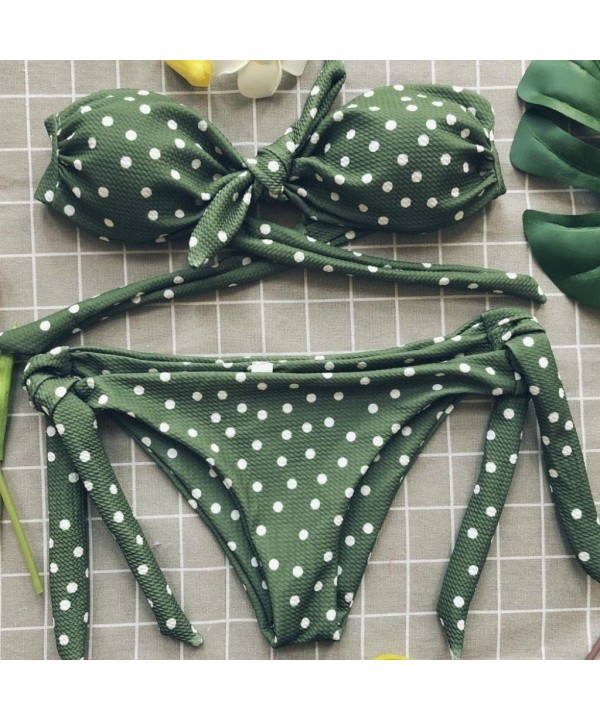 Women Sexy Bikini Swimsuits Push Up Off Shoulder Swimwear Swimming Beachwear - Green - CF18DG84E7I $15.81-Sets