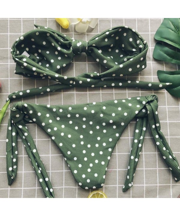 Women Sexy Bikini Swimsuits Push Up Off Shoulder Swimwear Swimming Beachwear - Green - CF18DG84E7I $15.81-Sets