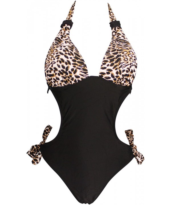 Women's Fashion Leopard Print One Piece Monokini Swimsuit Swimwear - Brown Leopard - CZ183W5TUXK $20.47-One-Pieces