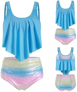 Women's Two Pieces Ruched High Waist Bikini Set - 07 Blue - C01966R6HT6 $19.37-Sets