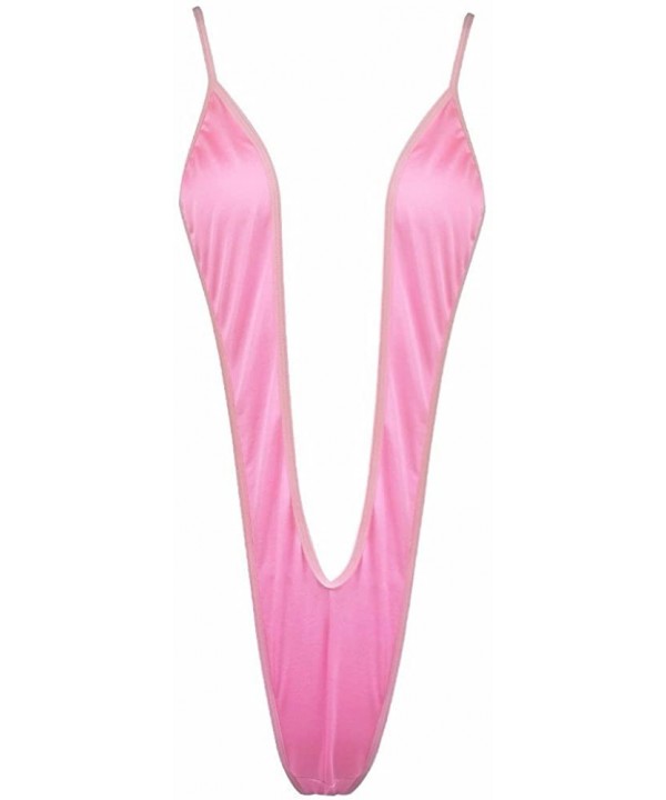 Women's Sling Shot One Piece Bikini Monokini Swimwear Swimsuit Bodysuit - Pink - CZ12GGUR68D $15.69-One-Pieces