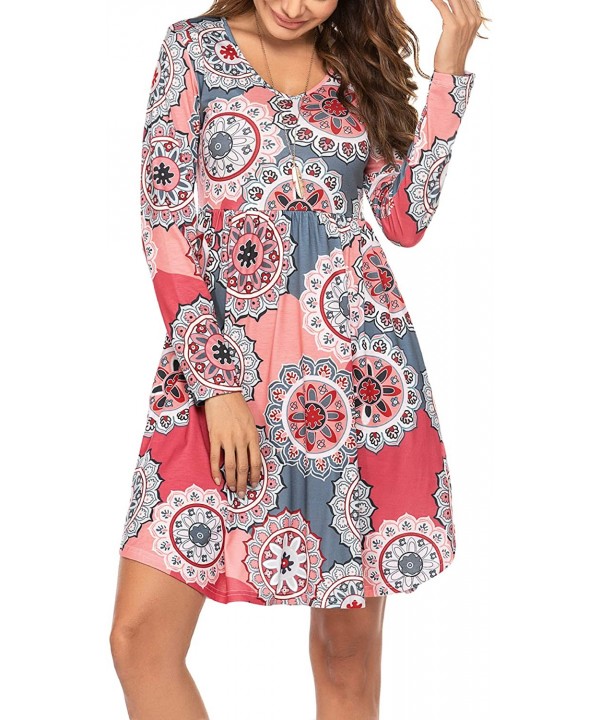 Women Summer Sleeveless Dresses Empire Waist Dress with Pockets - Flower Mix Grey - CG18ZI8NH7A $14.84-Cover-Ups