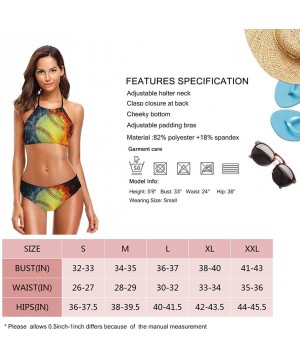 Indian Native Owl Sugar Skull Women's Beach Bikini 2 Piece Halter Neck High Waist Padded Swimsuit Tankini Set - Color7 - C119...