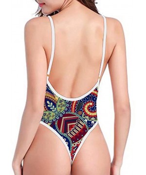 Sexy Swimsuits for Women High Cut One Piece Backless Swimwear Bathing Suit(2 Sizes Smaller Than Standard) - Colorful 9 - CE18...