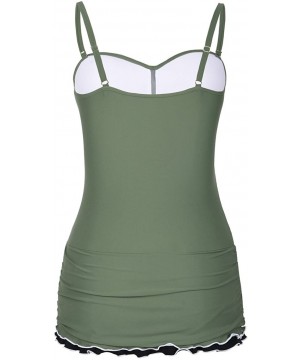 Women's One Piece Swimsuits Tummy Control Swimwear Ruffle Swimdress with Built in Swim Brief - Army Green - CQ18DUHY4SK $32.0...