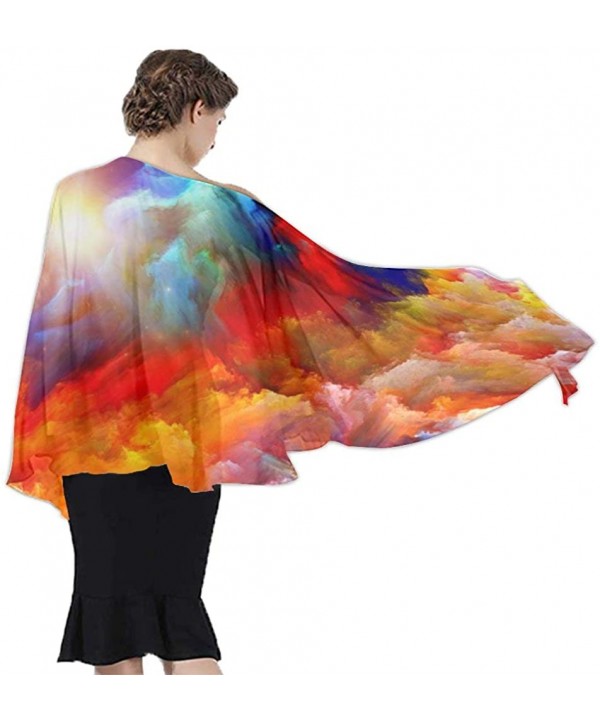 Women Chiffon Scarf Sunscreen Shawl Wrap Swimsuit Cover Up Beach Sarongs - Colorful Watercolor Cloud - CN19C4M7QA6 $26.52-Cov...