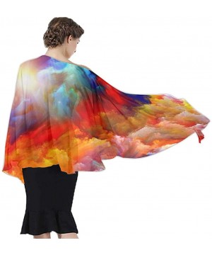 Women Chiffon Scarf Sunscreen Shawl Wrap Swimsuit Cover Up Beach Sarongs - Colorful Watercolor Cloud - CN19C4M7QA6 $26.52-Cov...