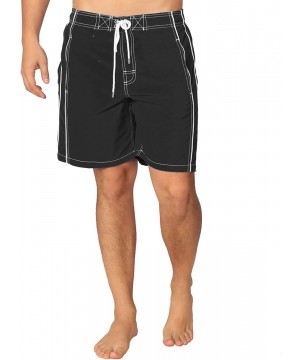 Premium Men's Swim Trunks with UPF! Stylish Sporty Swimming Shorts for Men - Black - CP184KY5G6U $15.36-Trunks