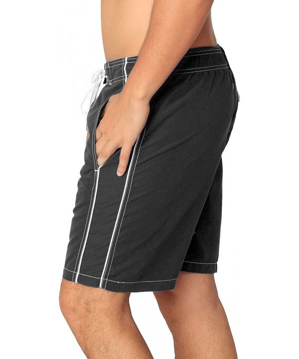 Premium Men's Swim Trunks with UPF! Stylish Sporty Swimming Shorts for Men - Black - CP184KY5G6U $15.36-Trunks